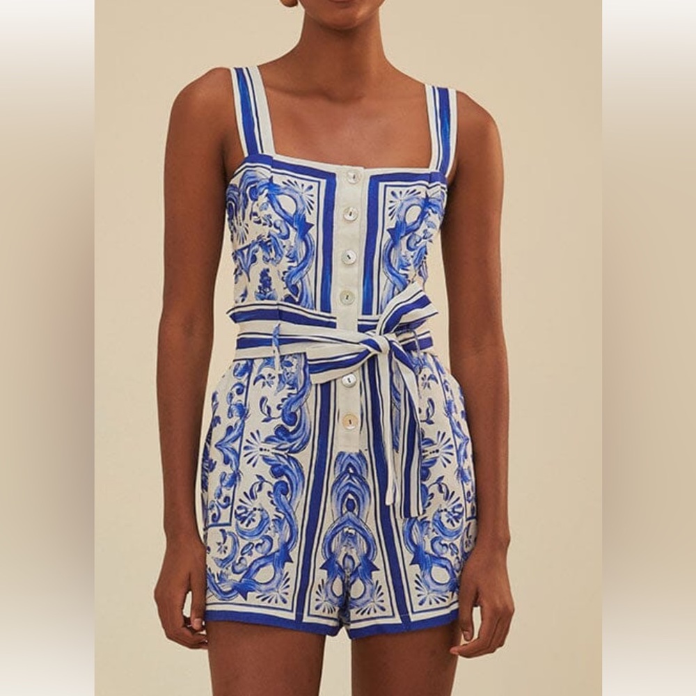 Farm Rio Off-White Garden Tiles Romper
